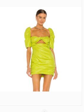 The Bar vegan leather Wyatt dress in pistachio